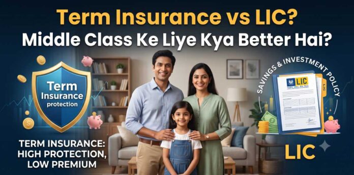 Term Insurance vs LIC comparison for middle class family financial planning in India